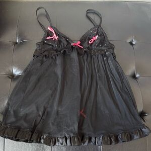 Victoria's Secret Sexy Little Things Black Chemise with Pink Accents